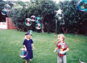 children and bubbles